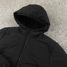 NEW DKNY Jacket Mens M Black Hooded Puffer Full Zip Quilted Coat Insulated Warm picture