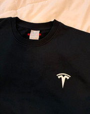 Official Black Tesla Mens Unisex Crewneck Sweatshirt Embroidered Logo Size XL picture