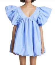 KIKA VARGAS ADRI SILK BLEND TAFFETA BABYDOLL MINIDRESS - NWOT- LARGE picture
