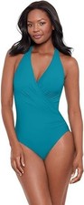 NWT MIRACLESUIT Size 16 Wrapsody Maldives Blue One Piece Slimming Swimsuit $178 picture