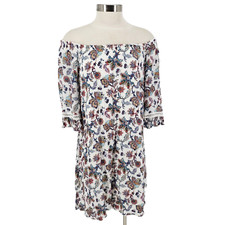 Naif Shift Dress Floral 3/4 Sleeve Off Shoulder Peasant Sundress Womens Small picture