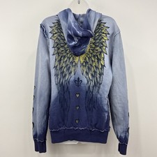Sinful By Affliction Y2K Hoodie Womens XL Angel Wings Full Zip Grunge Hearts picture