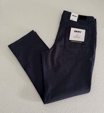 NWT DKNY Mens Two Way Stretch Pants Stanton Slim Fit 32 33 34 36 38 Navy Blue E8 picture