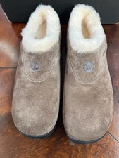 NWT MERRELL Q2 Encore Ice Shearling Lined Suede Moc Clog Womn 7.5M Brown J598444 picture