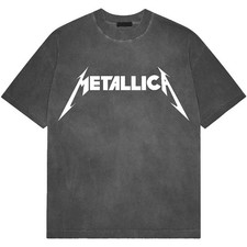 Metallica – Band Authentic Stone Wash Logo T-Shirt Charcoal Grey Metal New picture