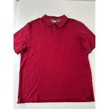 Ted Baker Mens Burgundy Geometric Diamond Textured Polo Shirt Tipped Collar XL picture