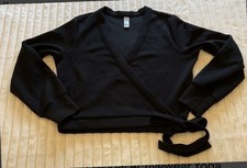 Spanx Airessentials Top Wrap Ballet Modal Activewear Yoga Surplice Black Size LG picture