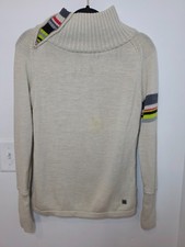 Smartwool Isto Sport Sweater Women's Size M Beige Mock Neck Side Zip Wool Blend picture