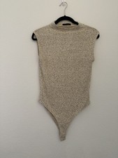 Zara Heathered Cream Bodysuit Medium picture