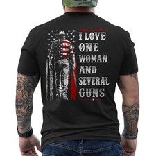 I Love One Woman and Several Guns Funny Husband ON BACK T-Shirt picture