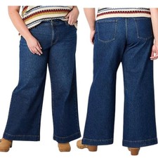 a.n.a Womens Plus High Rise Wide Leg Jeans Size 22W Stretch Denim 32 In picture