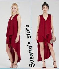 NWT BCBG MAXAZRIA SIZE S TARA JESTER RED CASCADE RUFFLE ASYMMETRIC DRESS $178 picture