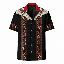 Vampire's Ball Skull Halloween Spooky Hawaiian Shirt Aloha Button Up Hawaiian picture
