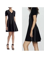 MAJE RIGOLE ZIG ZAG JACQUARD KNIT DRESS Black Size 1 EU36 US Size 4 picture