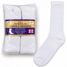 Diabetic Crew Socks Non Binding Cotton Blend Black White Grey 3 6 12 Pairs picture