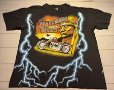 Vtg 90s American Spirit Brothers of Wind Thunder Biker Motorcycle Single Stitch picture