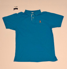 Psycho Bunny Polo Shirt Mens Size 6 L Teal/Blue Cotton Short Sleeve Logo picture