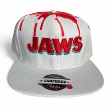 Jaws Hat White/Red Blood Splatter Snapback Movie 1975 Embroidered Logo picture