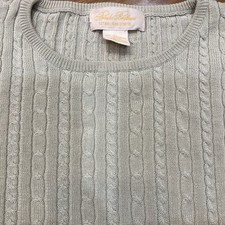 Brooks Brothers 100% Mercerized Cotton Cable Knit Long Sleeve Tan Sweater Size L picture