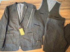 Truclothing Men’s Dark Gray Wool Blend Modern Suit 3 Piece 40R 40 X 32 Pant NWT picture