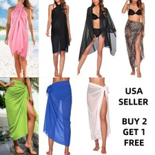 Mesh Bikini Midi Swimwear Cover Up for women Sarong skirt Swimsuit wrap B picture