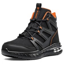 Hogent Black/Orange Fabric Work Boots, Men's US 5 / Women's US 6.5 picture