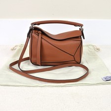 Loewe Puzzle Mini Tan Brown Calfskin Leather Shoulder Bag Handbag Purse picture