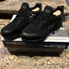 Sketchers Slip Resistant Work Memory Foam Wide Fit Shoes Women’s 8.5 Black New picture