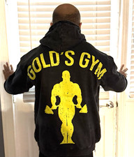 ULTRA RARE Custom Gold’s Gym Bodybuilding BLACK EXTRA LARGE XL Hoodie Sweatshirt picture