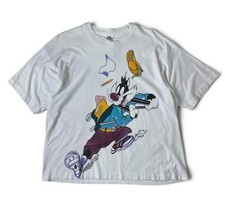 Vintage 1994 Sylvester Looney Tunes Big Graphic white Tshirt Size XL Made in USA picture