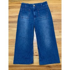 Maeve Anthropologie The Colette Cropped Wide Leg Jeans Women's 30P Blue Denim picture