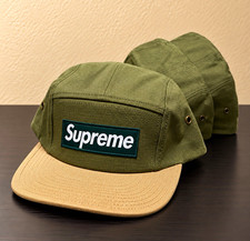 Supreme Logo Colorblock 5-Panel Cap Green/Beige Cotton Canvas Adjustable picture