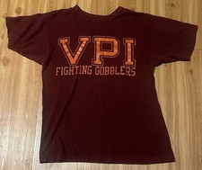 Vintage Champion Virginia Tech VPI Fighting Gobblers T-Shirt Maroon Orange M picture