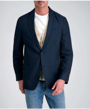 Haggar Mens Smart Wash Birdseye Sport Coat Jacket Blazer Dark Navy (Q92K) picture