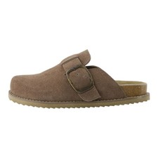 Women's Suede Clogs Adjustable Buckle Slip on Footbed Home Clog Slippers picture