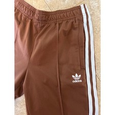 Youth Adidas Originals Firebird Track Pants Brown White Trefoil Stripe Pintuck picture