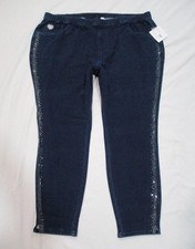 NEW B1 Quacker Factory Dream Jeannes PLUS 2X stretch dark denim joga knit jeans picture
