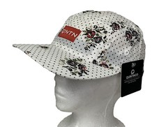 New Quintin Co QNTN 5-Panel Racing Floral Click On Buckle Cap Hat USA Made White picture