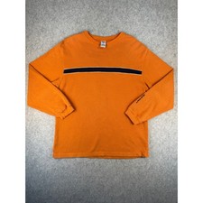 Vintage Old Navy Orange Ribbed Long Sleeve Shirt Navy Stripe Size 16 picture