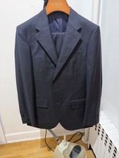 BRAND NEW 44R Dino Filarte navy Blue worsted wool suit Horn buttons picture