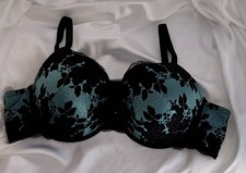 NWT Torrid Curve Push Up Plunge Bra 50C Teal w Blk Lace Underwire picture