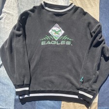 Vintage 90s Philadelphia Eagles Kelly Green Black Pullover Sweatshirt Size XL picture