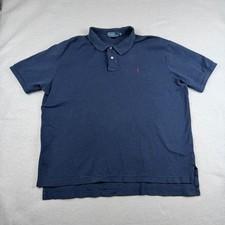 Vintage Polo Ralph Lauren Polo Shirt Mens XL Navy Jersey Made In USA Baggy 80s picture