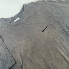 Vintage 90s Nike Embroidered Swoosh T-Shirt Mens Large Faded Black Made in USA picture