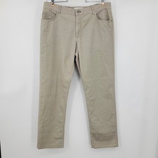 Brax Cooper Fancy Regular Fit Pants Khaki Tan Mens 38x34 Textured Cotton Blend picture