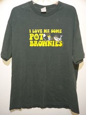 Vintage Y2K Stonerware T-shirt I LOVE ME SOME POT BROWNIES Size XL Pre-owned GUC picture