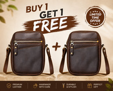 Handmade Brown Leather Essentials Bag Men's Crossbody Exclusive BOGO Offer–B1 G1 picture