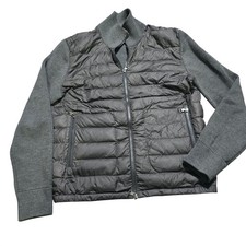 Moncler Maglione Tricot Cardigan down Mens XL Grey Quilted Wool Cardigan Zip Up picture