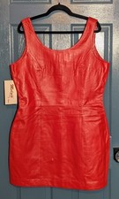 NOS Vintage Red Leather Dress Marco Gianni Melgio Moda D'Italia Women's Size XL picture