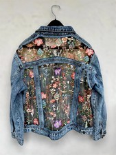 Custom Floral Boho Embroidered Light Wash Jacket - Size Large picture